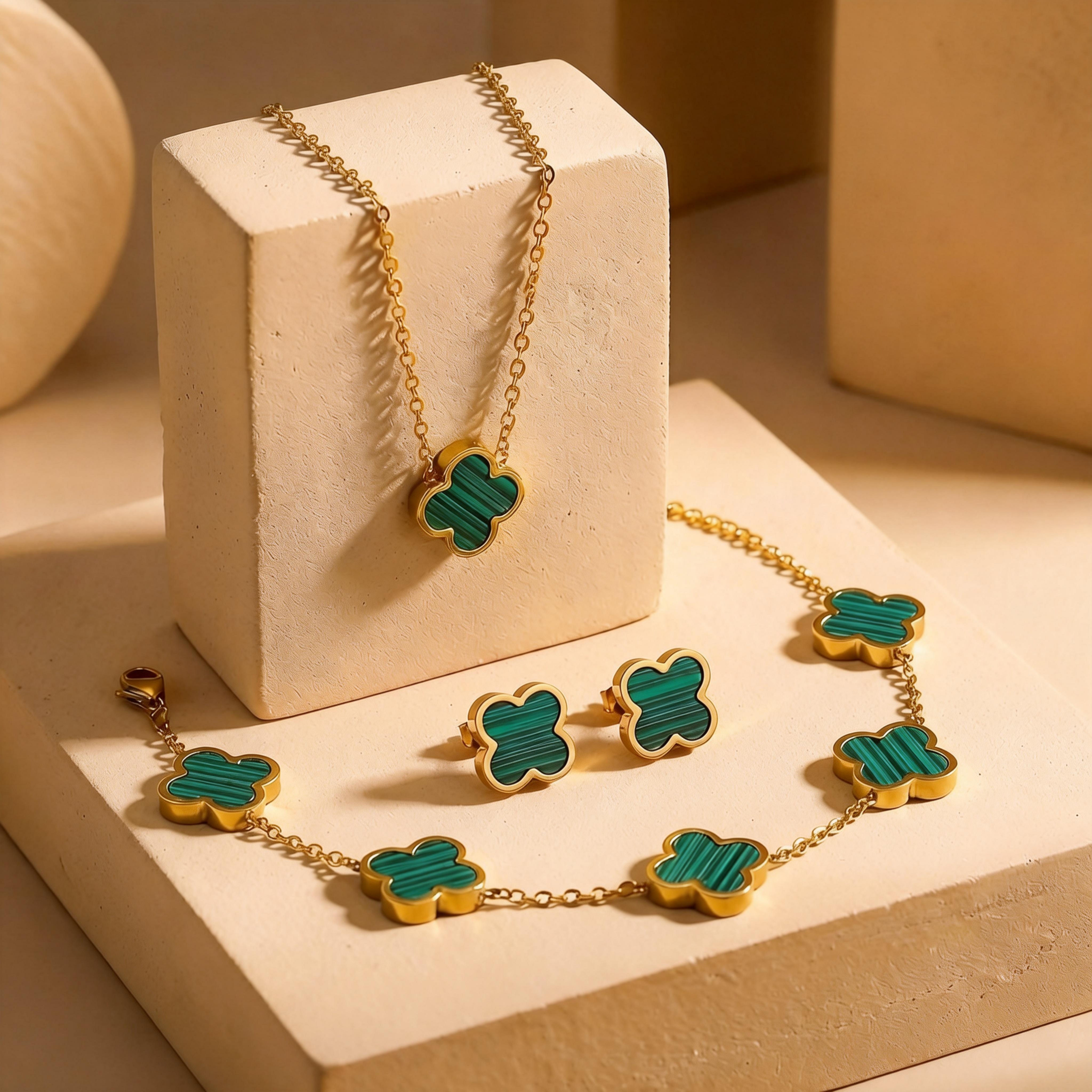 Trèfle Malachite Doré